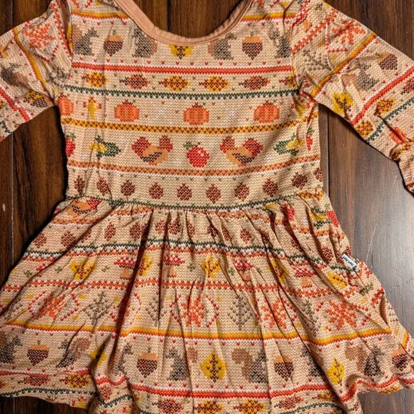 Little Sleepies Harvest Fair Isle Skater Twirl Dress, 6-12m, NWOT - Picture 3 of 4